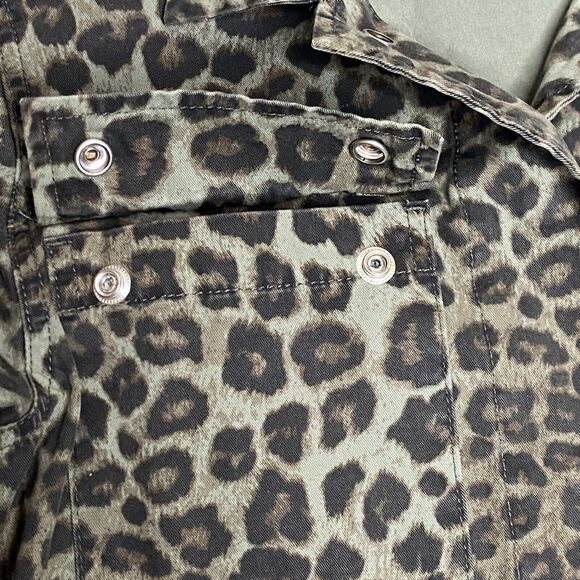 Good American Leopard Print Utility Jacket Women XS Retro Streetwear Safari Chic - Picture 5 of 10